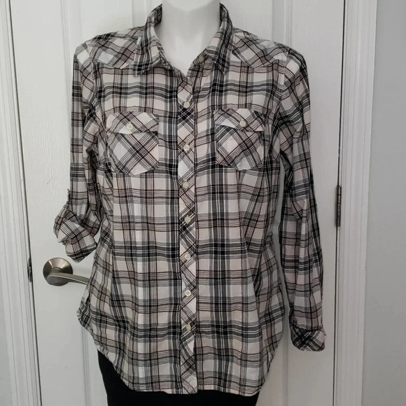 torrid Tops - Torrid Black & White Plaid Button-Up Shirt